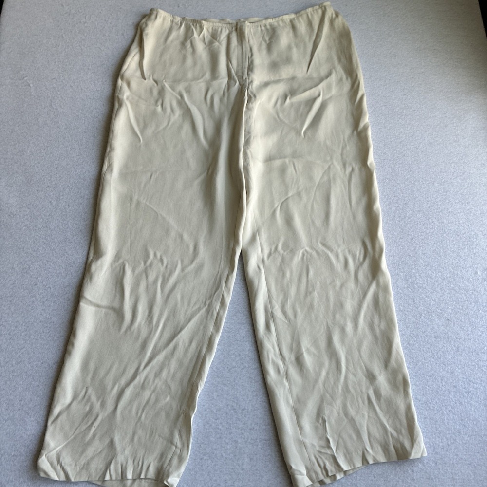 Eileen Fisher Silk Georgette Crepe Pants Womens XL Luxe Trouser Wide Leg *FLAW*